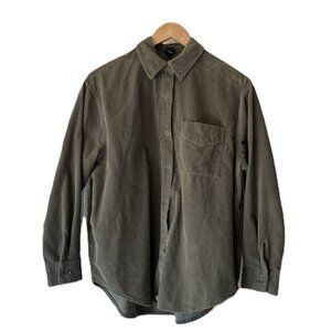 Wild Fable Women's M Olive Green Corduroy Button-Down Shirt Wide Fit